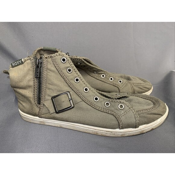 Roxy Castaway Shoes Women's Size 7 Gray Fabric Athletic Zipper Closure - Picture 1 of 14